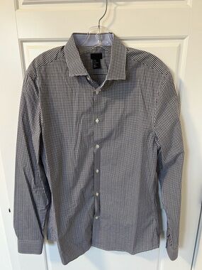 H&M Men's Black and White Mini Gingham Dress Shirt